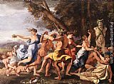 Nicolas Poussin Canvas Paintings - Bacchanal before a Statue of Pan